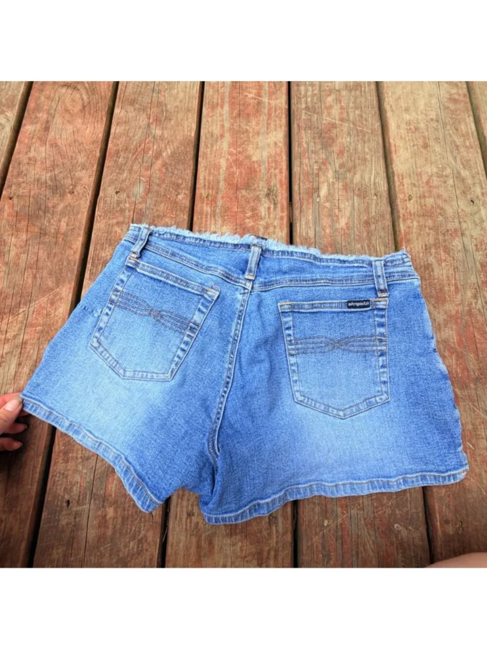 y2k Aeropostale Womens High-Waisted Blue Denim Shorts Size 9/10 Frayed Hem